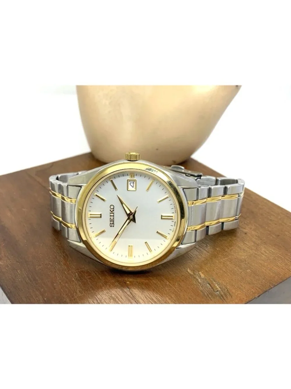 Seiko Men's Watch SUR312 Quartz Silver Dial Date Two Tone Stainless Steel 40mm